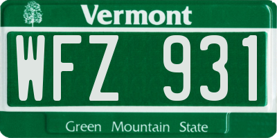 VT license plate WFZ931