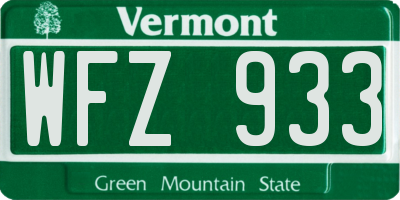 VT license plate WFZ933