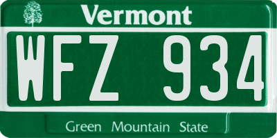 VT license plate WFZ934