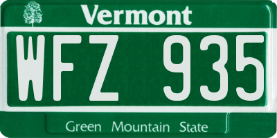 VT license plate WFZ935