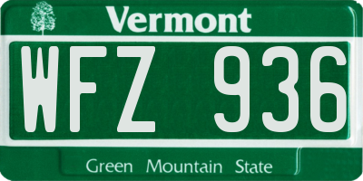 VT license plate WFZ936