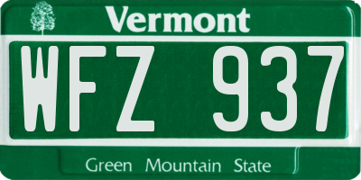 VT license plate WFZ937