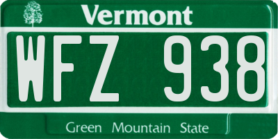 VT license plate WFZ938
