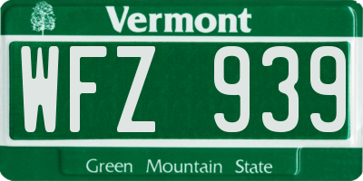 VT license plate WFZ939