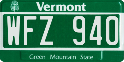 VT license plate WFZ940