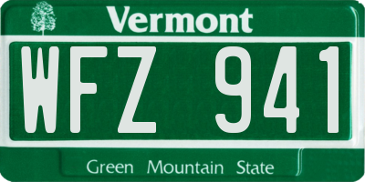 VT license plate WFZ941