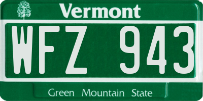 VT license plate WFZ943