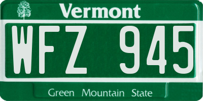 VT license plate WFZ945
