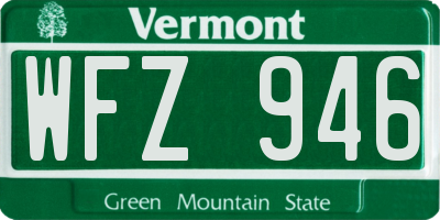 VT license plate WFZ946