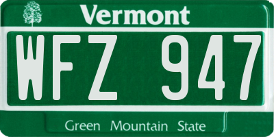 VT license plate WFZ947