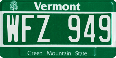 VT license plate WFZ949