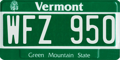 VT license plate WFZ950