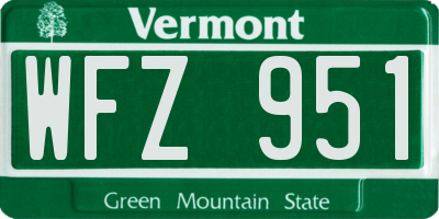 VT license plate WFZ951