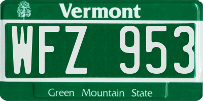 VT license plate WFZ953