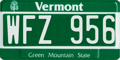 VT license plate WFZ956