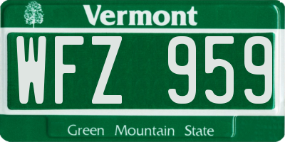 VT license plate WFZ959