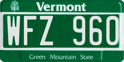 VT license plate WFZ960