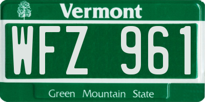 VT license plate WFZ961