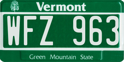 VT license plate WFZ963