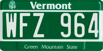 VT license plate WFZ964