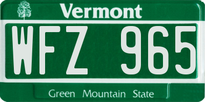 VT license plate WFZ965