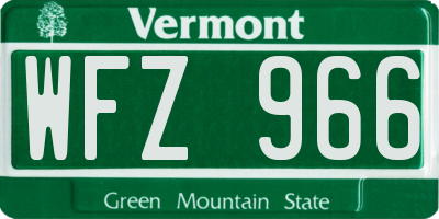 VT license plate WFZ966