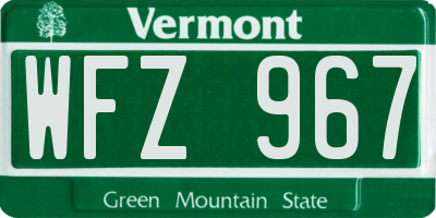 VT license plate WFZ967