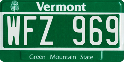 VT license plate WFZ969