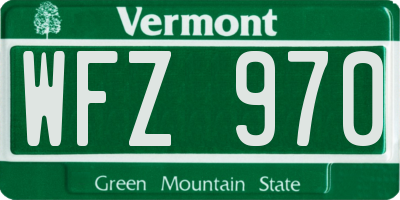 VT license plate WFZ970