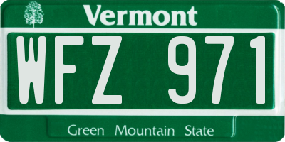 VT license plate WFZ971