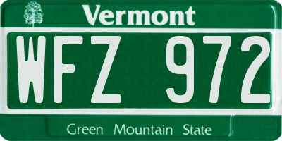 VT license plate WFZ972