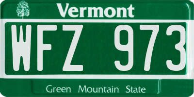 VT license plate WFZ973
