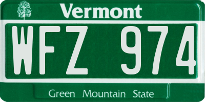 VT license plate WFZ974
