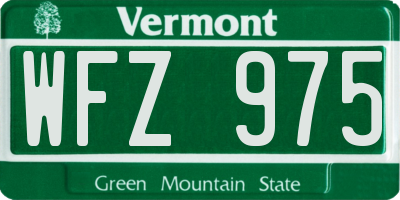 VT license plate WFZ975