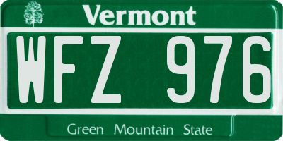 VT license plate WFZ976
