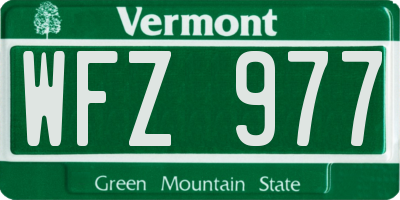 VT license plate WFZ977