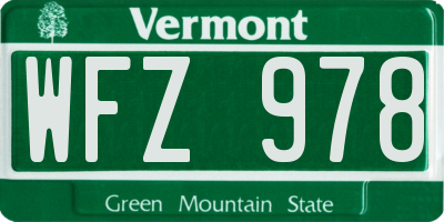 VT license plate WFZ978