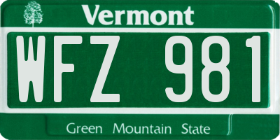 VT license plate WFZ981