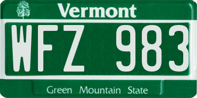 VT license plate WFZ983
