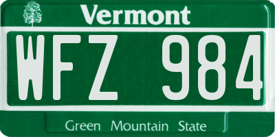 VT license plate WFZ984