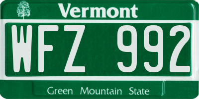 VT license plate WFZ992