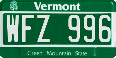 VT license plate WFZ996