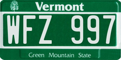 VT license plate WFZ997