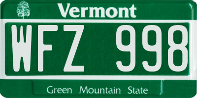 VT license plate WFZ998