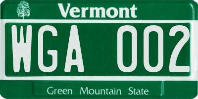 VT license plate WGA002