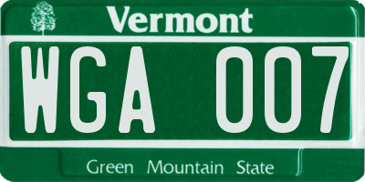 VT license plate WGA007