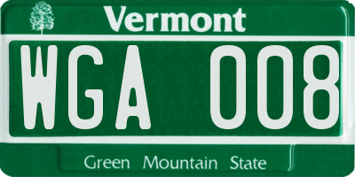 VT license plate WGA008