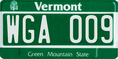 VT license plate WGA009