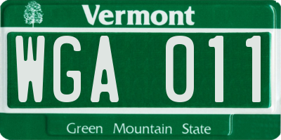 VT license plate WGA011
