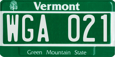 VT license plate WGA021